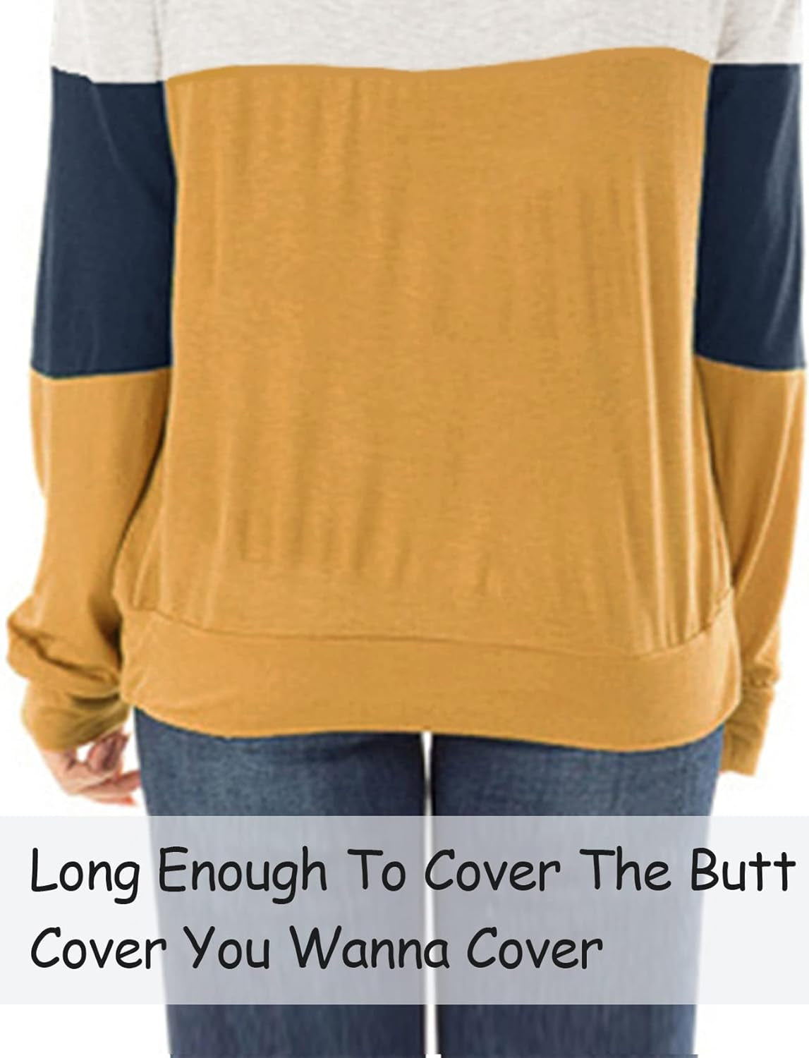 Women'S Fall Color Block Chest Cutout Tunics Long Sleeve Shirts Scoop Neck Blouse Casual Loose Fit Tops A-Yellow