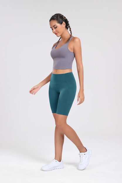 Women'S Short Yoga Side Pockets High Waist Workout Running Shorts