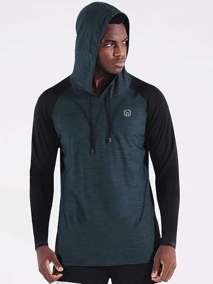 Men'S Dry Fit Athletic Shirt Workout Running Long Sleeve Shirts with Hoods