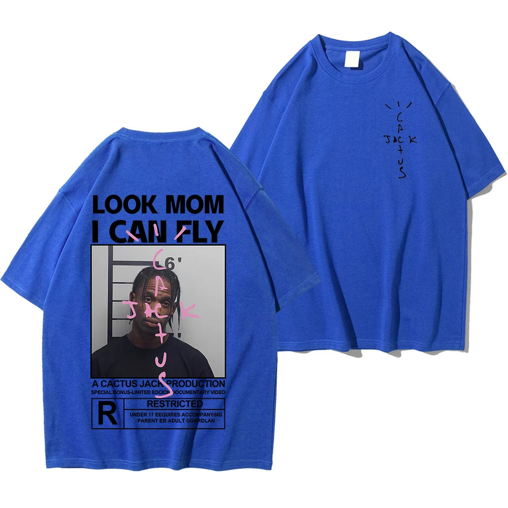 HOT SALE Cactus Jack T-Shirt High Quality Cotton Men Women LOOK MOM I CAN FLY Tee ASTROWORLD Hip Hop Short Sleeve Tshirts Tops