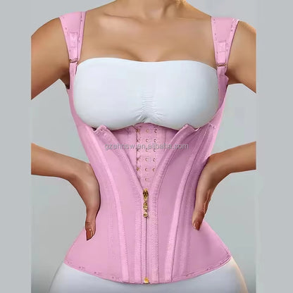 Compression Shapewear Fajas Colombian Girdle Extreme Waistcoat Platinum Edition/Button-Up Zip-Up Corset Top Waist Trainer Double